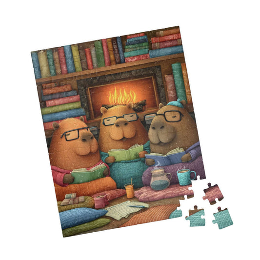 Capybaras Cozy Library Puzzle - Cartoon Animal Jigsaw Game 110 pcs (Vertical) Puzzle The Puzzle Chest