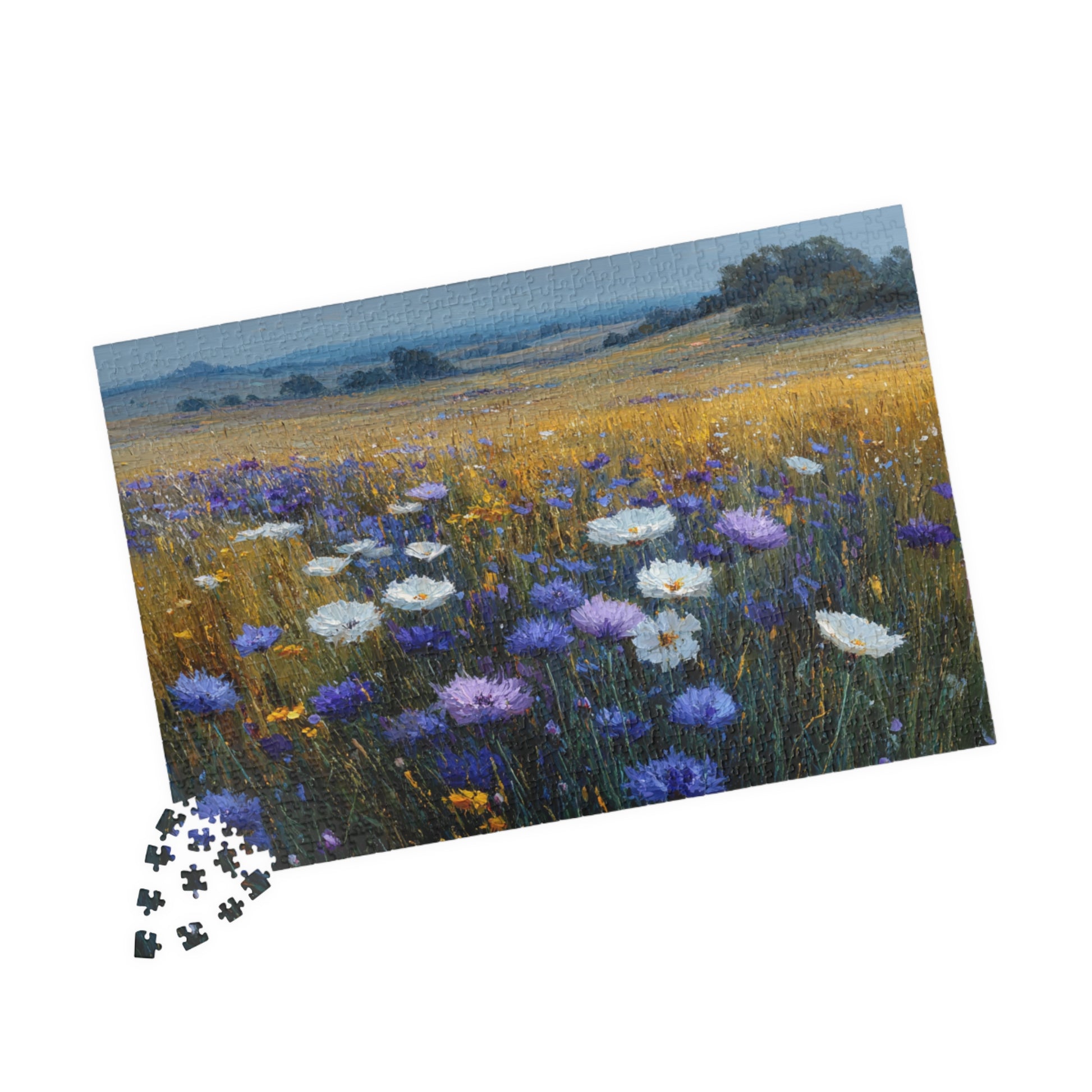 Late Summer Wildflower Jigsaw Puzzle – Calm Blue and Lavender Countryside, Nature Inspired Floral Landscape 1014 pcs (Horizontal) Puzzle The Puzzle Chest