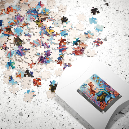 Mythical Creature Puzzle, Mermaid Sitting on Rock Jigsaw Game, Underwater Coral Reef Ocean Theme, Challenging Fun Family Activity Game Night Puzzle The Puzzle Chest
