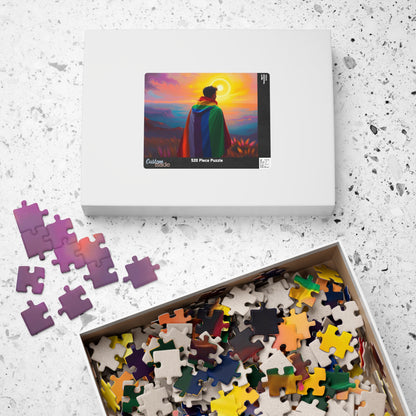 LGBTQ Pride Flag Puzzle - Queer Person in Rainbow Sunset Landscape, Fun Activity, Unique Holiday Birthday Pride Month Gift, Mindful Activity Puzzle The Puzzle Chest