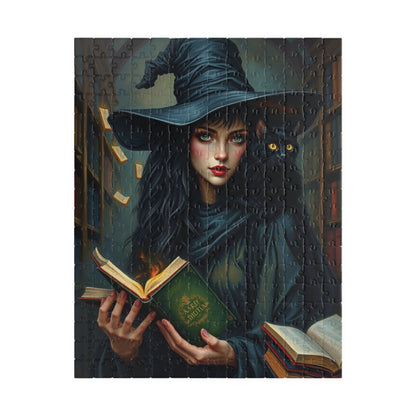 Gothic Witch Puzzle, 110, 252, 520, 1014-Piece Black Cat Dark Library Jigsaw Game for Adults, Halloween Decor, Unique Gift, Witchcraft Art 252 pcs (Vertical) Puzzle The Puzzle Chest
