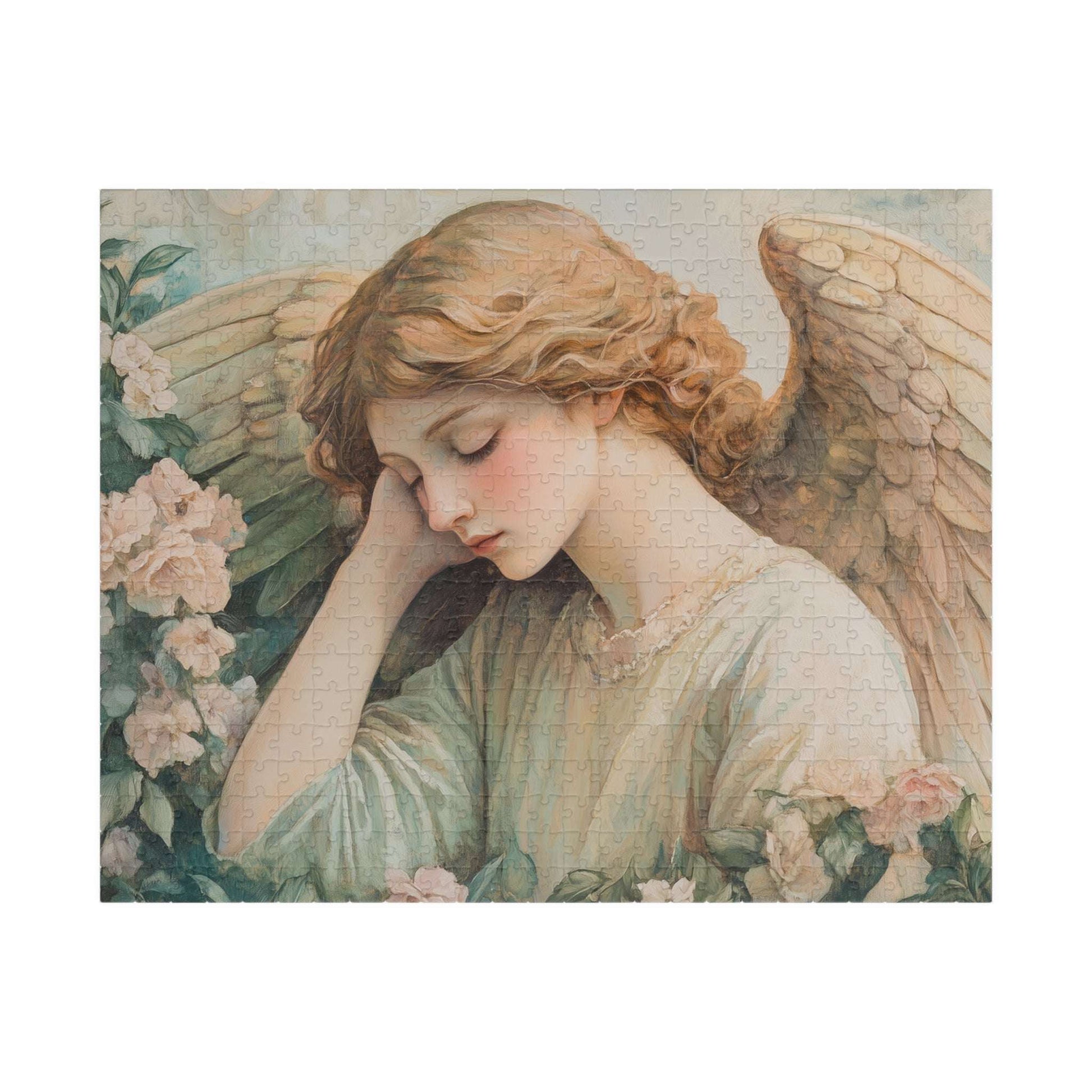 Sleeping Angel Puzzle - Floral Religious Jigsaw, Christian