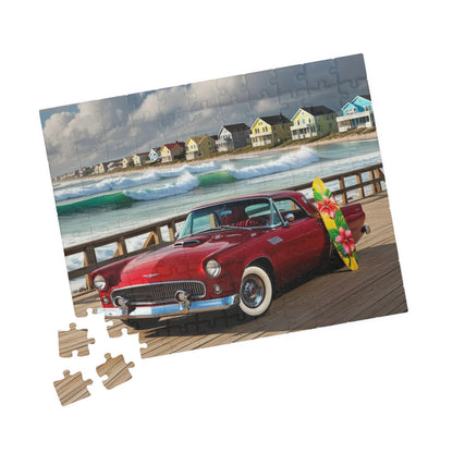 Vintage Car Puzzle, Classic Red 1955 Ford Thunderbird, Perfect Gift for Retro Puzzler Family Activity, Beach Lover, Holiday Fun Brain Teaser Puzzle The Puzzle Chest