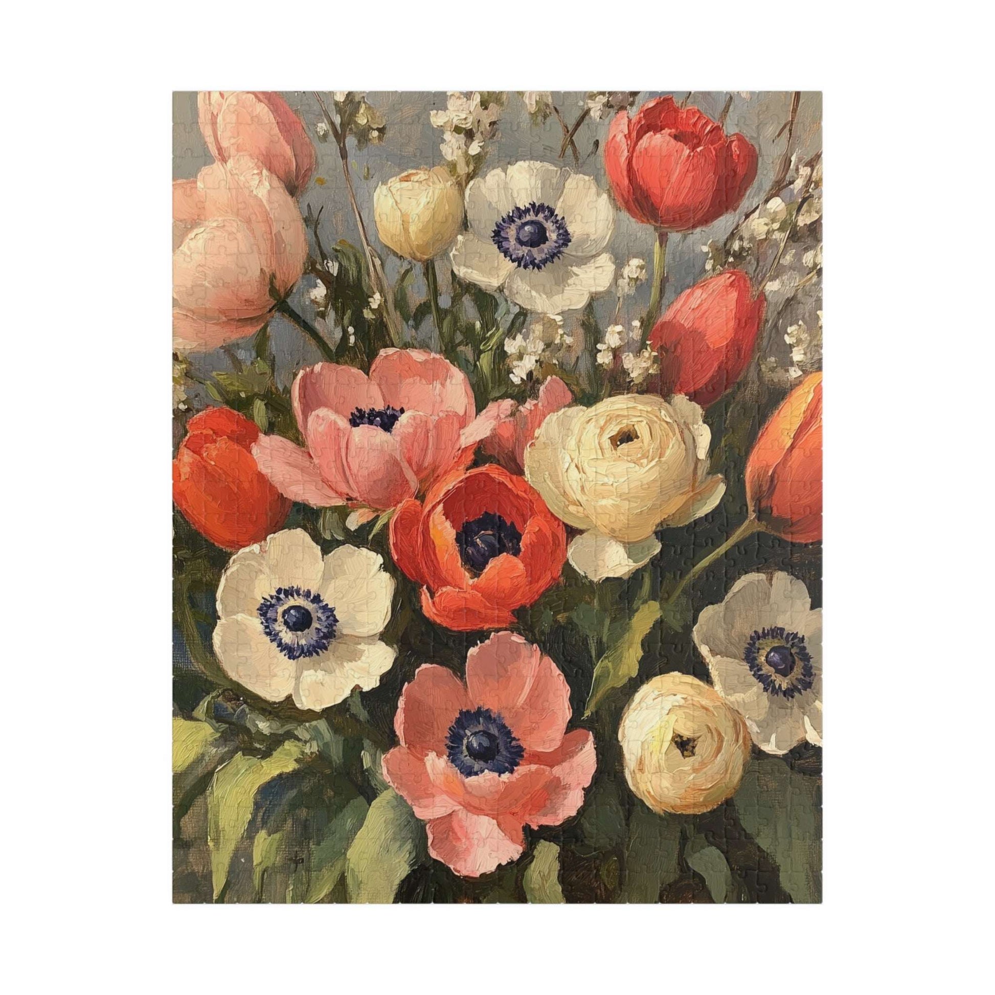 Vintage Anemone and Ranunculus Floral Puzzle 110-1014-piece | Botanical Jigsaw