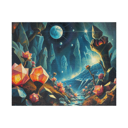 Surreal Biome Jigsaw Puzzle, Luminescent Flora and Geometric Shapes, Brain Teaser, Home Activity, Fantasy Gift Idea for Puzzle Lover, Friend 520 pcs (Horizontal) Puzzle The Puzzle Chest