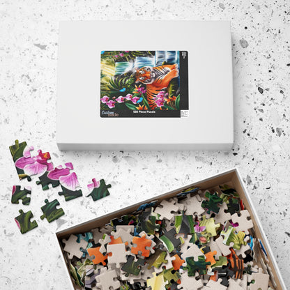 Puzzle, Tiger and Waterfall Scene, Jungle Wildlife Jigsaw, 110-1014 Piece, Relaxing Wildlife Puzzle, Family Fun Activity, Nature Lover Gift Puzzle The Puzzle Chest
