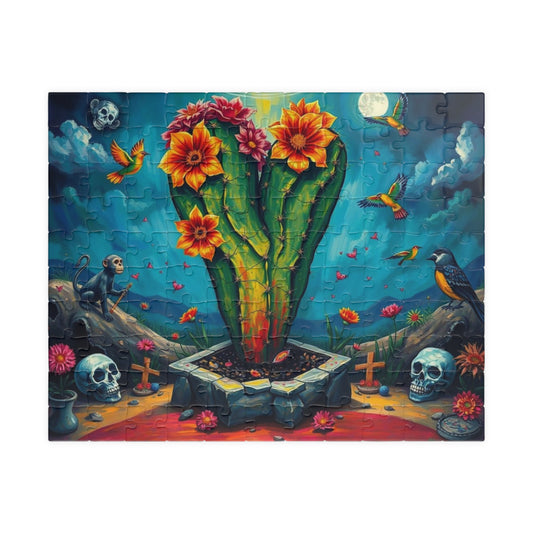 Stormborn Cactus Jigsaw Puzzle, Oversized Surreal Cactus and Skulls 110 252 520 1014-piece Jigsaw Game, Home Activity, Brain Teaser, Gift