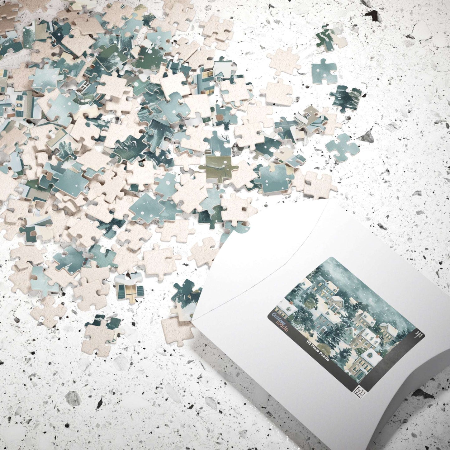 Snowy Village Winter Scene Jigsaw Puzzle