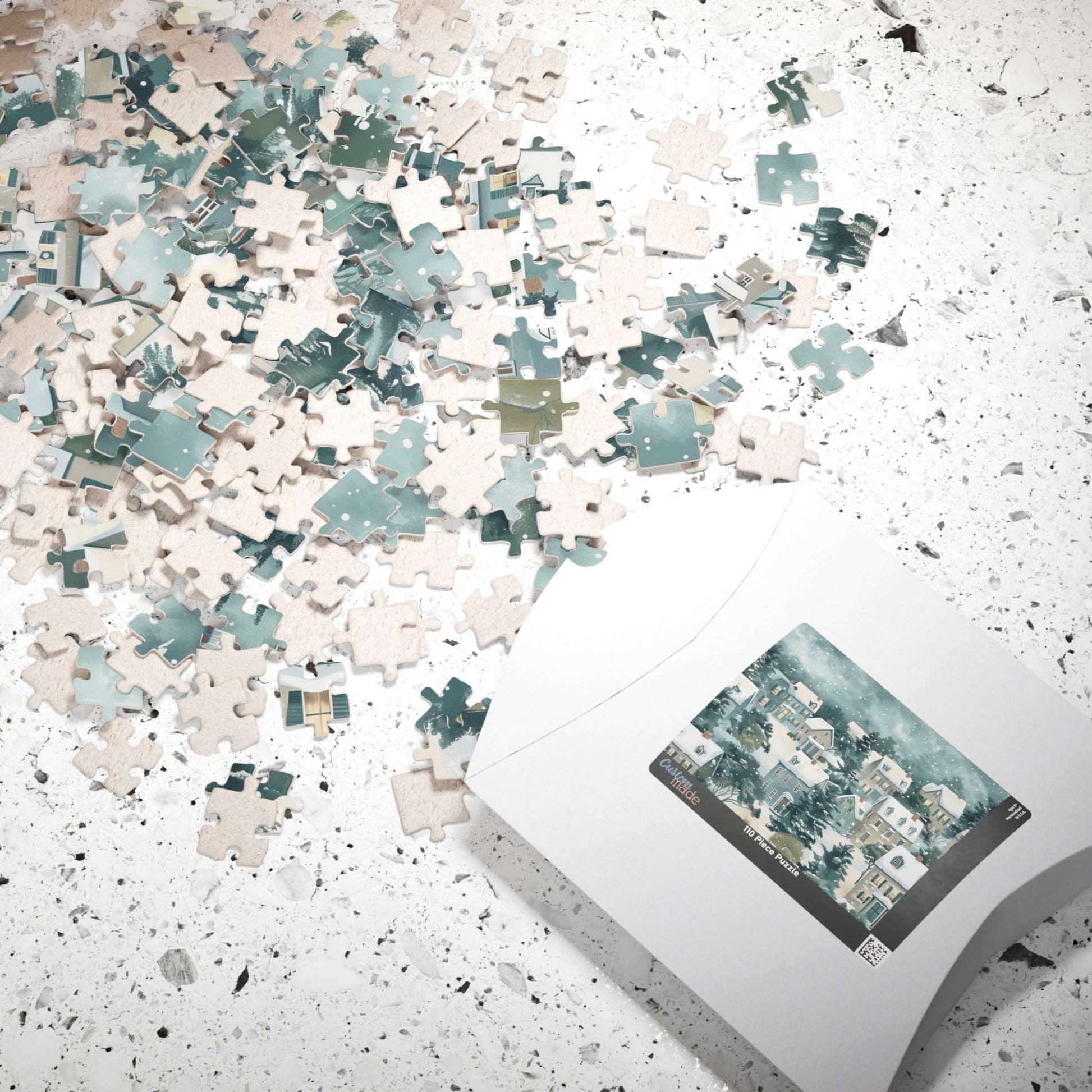 Snowy Village Winter Scene Jigsaw Puzzle