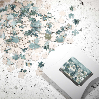 Snowy Village Winter Scene Jigsaw Puzzle