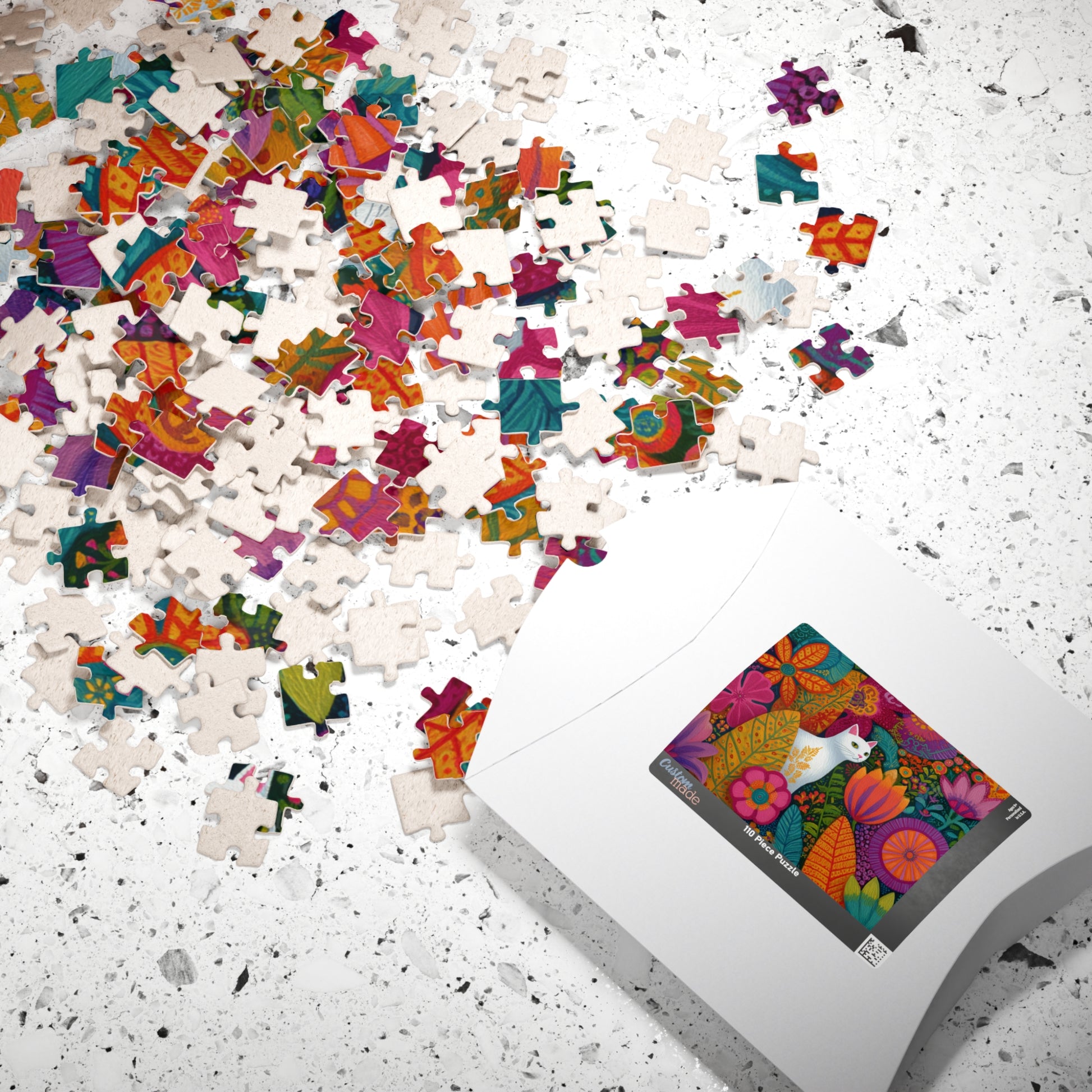 Cat Among the Flowers – Garden Cat Jigsaw Puzzle, Animal Theme Fauvist Flower Art Puzzle, Cartoonish Puzzle The Puzzle Chest