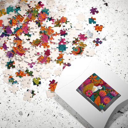 Cat Among the Flowers – Garden Cat Jigsaw Puzzle, Animal Theme Fauvist Flower Art Puzzle, Cartoonish Puzzle The Puzzle Chest