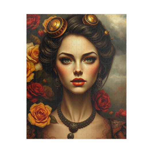 Steampunk Portrait Jigsaw Puzzle | Vintage Floral Art |Relaxing Gift for Art Lovers | Entertaining Pastime | 110, 252, 520, 1014-piece 520 pcs (Vertical) Puzzle The Puzzle Chest