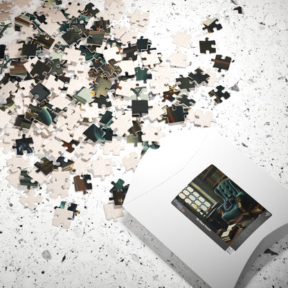 Cozy Gothic Cat Library Puzzle, 110/252/520/1014-Piece Solo Game, Gift Idea for Dark Fantasy Art Enthusiast and Cat Lover, Relaxing Activity Puzzle The Puzzle Chest