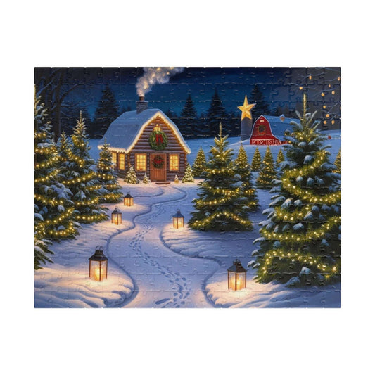 Christmas Tree Farm Puzzle, Cozy Winter Snowy Cabin Landscape Jigsaw Game, Family Game Night, Festive Decor, 110-1014 Pieces, Mindful Gift 252 pcs (Horizontal) Puzzle The Puzzle Chest