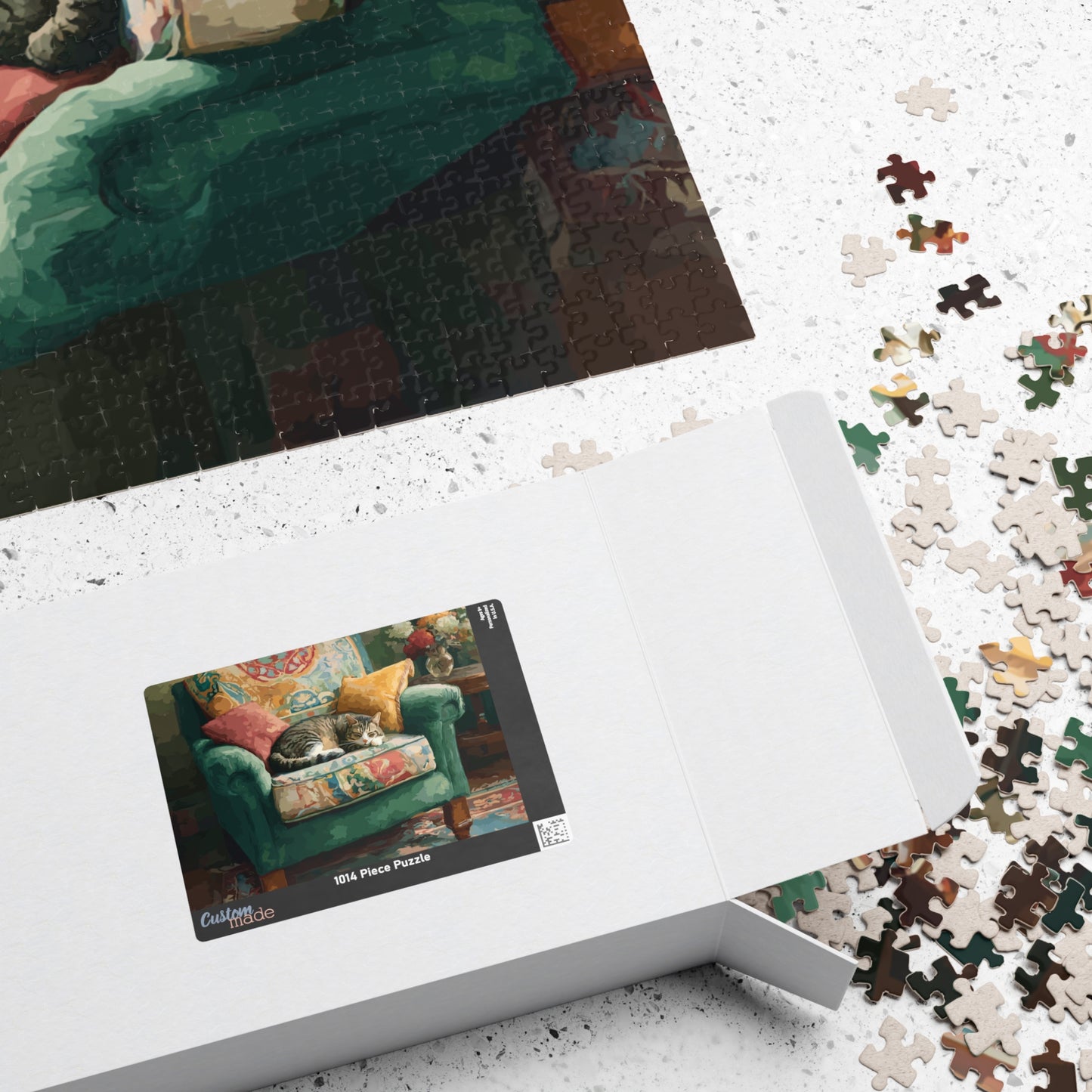 Cat and the Green Armchair – Cozy Interior Jigsaw Puzzle, Animal Theme Fauvist Cat Home Puzzle for Kitten Lover Puzzle The Puzzle Chest