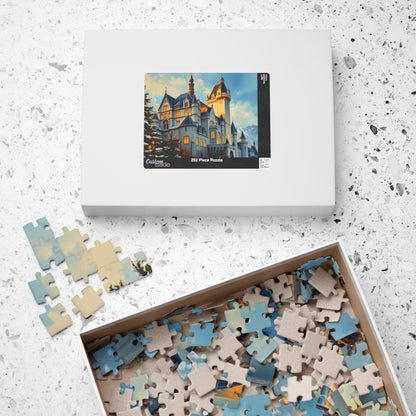 Neuschwanstein Castle Winter Jigsaw Puzzle, Snowy Bavaria Landscape Game, Famous Landmark Architecture, Travel Lover Best Unique Gift Puzzle The Puzzle Chest