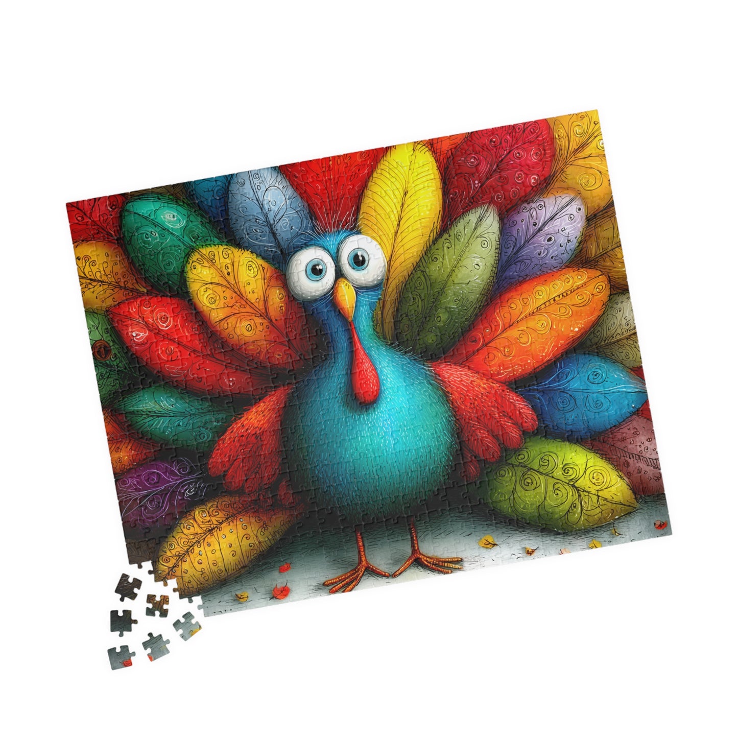 Colorful Turkey Illustration Puzzle | 110-1014 Piece Farm Animal Jigsaw 520 pcs (Horizontal) Puzzle The Puzzle Chest