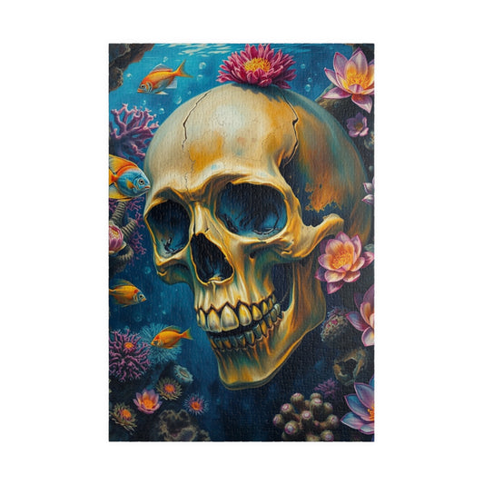 Skull Ocean Puzzle, Unique Skull Artwork, 110-1014 Piece Gothic Adult Jigsaw Game, Gift for Puzzle Enthusiast, Perfect Home Entertainment 1014 pcs (Vertical) Puzzle The Puzzle Chest