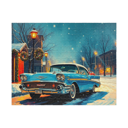 Vintage Car Puzzle | Retro 1957 Chevy Bel Air Jigsaw Game | Holiday Gift for Car Lovers | Family Fun Mindfulness Activity | Brain Teaser 252 pcs (Horizontal) Puzzle The Puzzle Chest