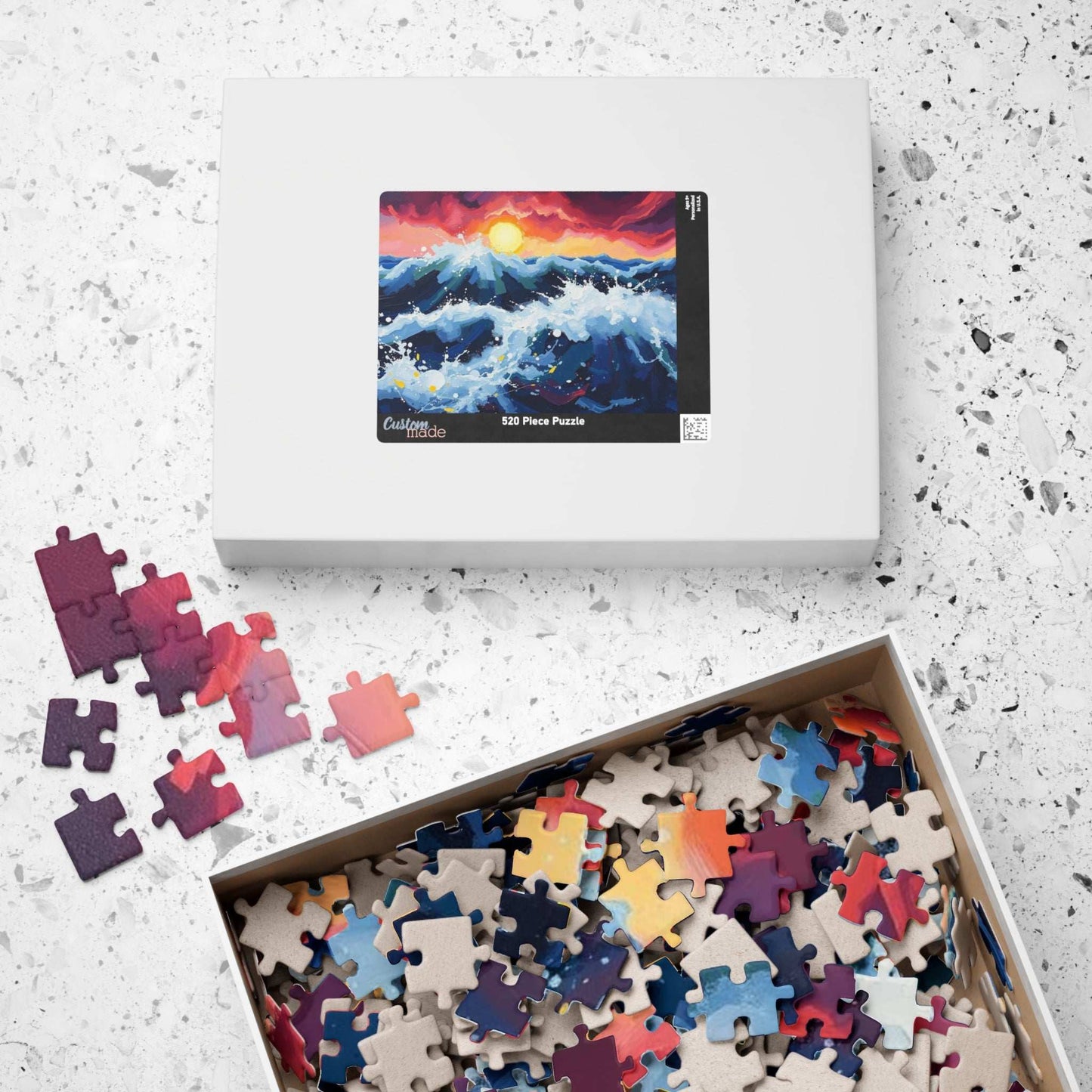 Abstract Ocean Sunrise Puzzle for Adults - Colorful Seascape Jigsaw Game