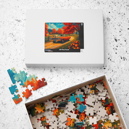 Autumn Vintage Car Puzzle, Orange 1969 Plymouth Road Runner, Retro Auto Jigsaw Game, Relaxing Fall Vibes, Gift for Car Lovers, Solo Fun Puzzle The Puzzle Chest