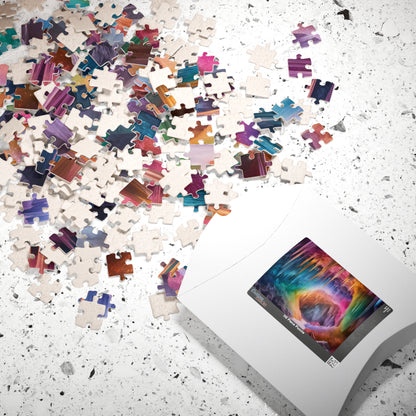Crystal Craven Trippy Puzzle, Colorful Fantasy Mystical Rainbow Cave Scene, Challenging Jigsaw Game, Fun Family Activity, Meditation Tool Puzzle The Puzzle Chest