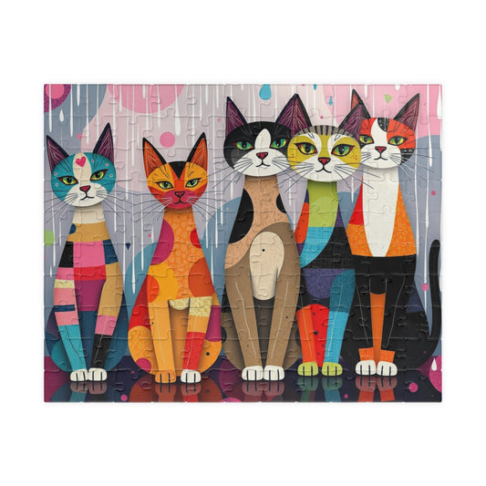 Colorful Cat Puzzle, Pop Art Jigsaw Puzzle for Adults, Solo Fun or Family Activity, Friend Gift for Cat Lovers, Cozy Puzzle Night 110 pcs (Horizontal) Puzzle The Puzzle Chest