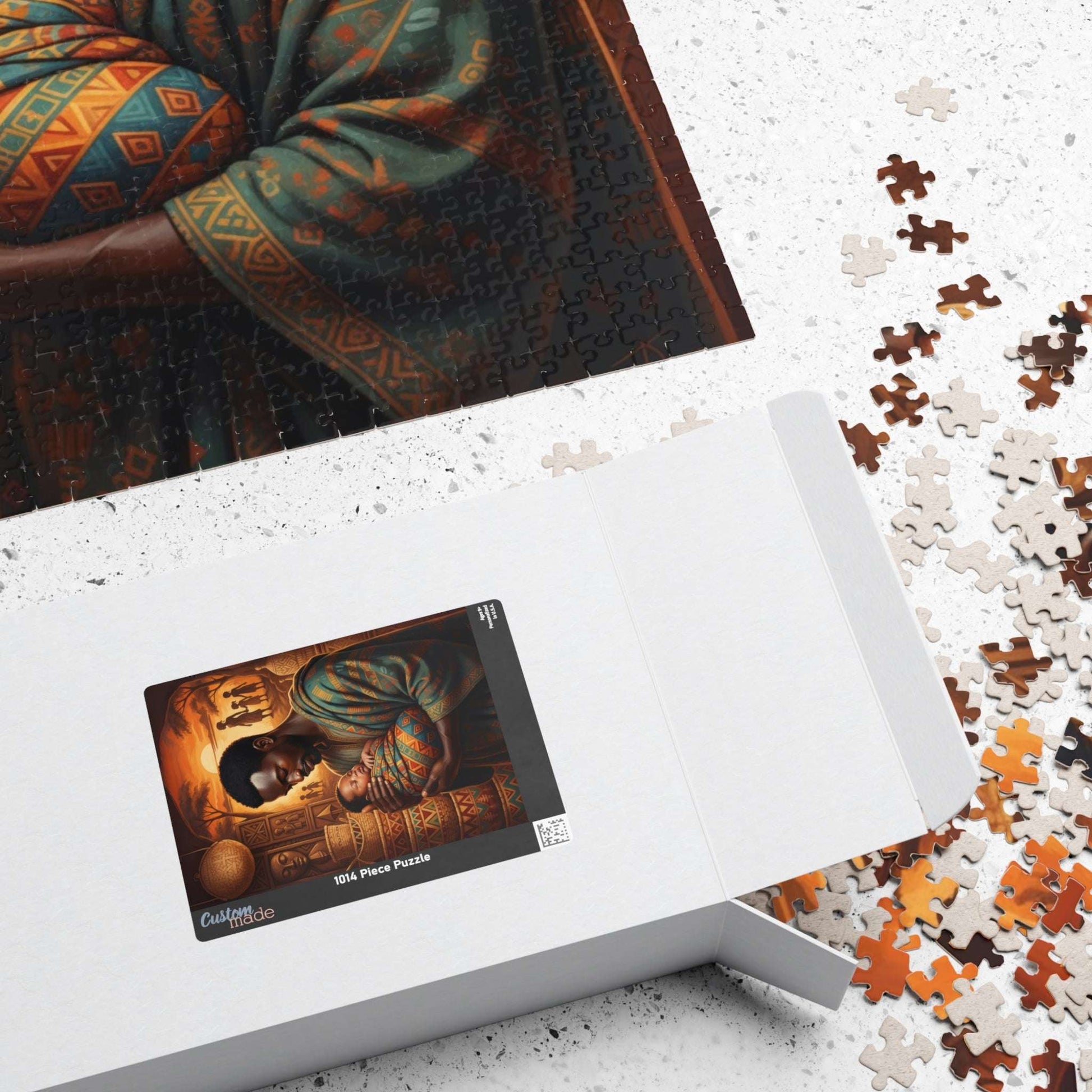 African American Cultural Heritage Jigsaw Puzzle - Family Bonding, Reflective Black Man Art, Afrocentric Puzzle The Puzzle Chest