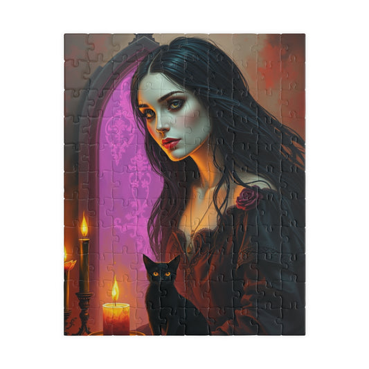 Gothic Witch Jigsaw Puzzle for Adult, Unique Gift for Fantasy Dark Art Lover and Puzzle Enthusiast, Mindful Activity, Quiet Leisure Solo Fun 110 pcs (Vertical) Puzzle The Puzzle Chest