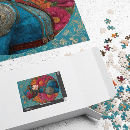 Colorful Female Portrait with Floral and Gear Elements - Unique Steampunk Art Jigsaw Puzzle Puzzle The Puzzle Chest