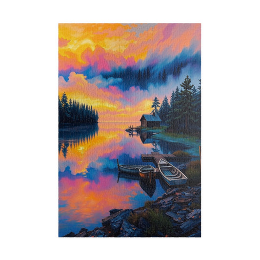 Scenic Puzzle with Colorful Lake Reflection, Nature Lovers Gift, Mindful Hobby, Family Game Night, Unique Home Decor 1014 pcs (Vertical) Puzzle The Puzzle Chest
