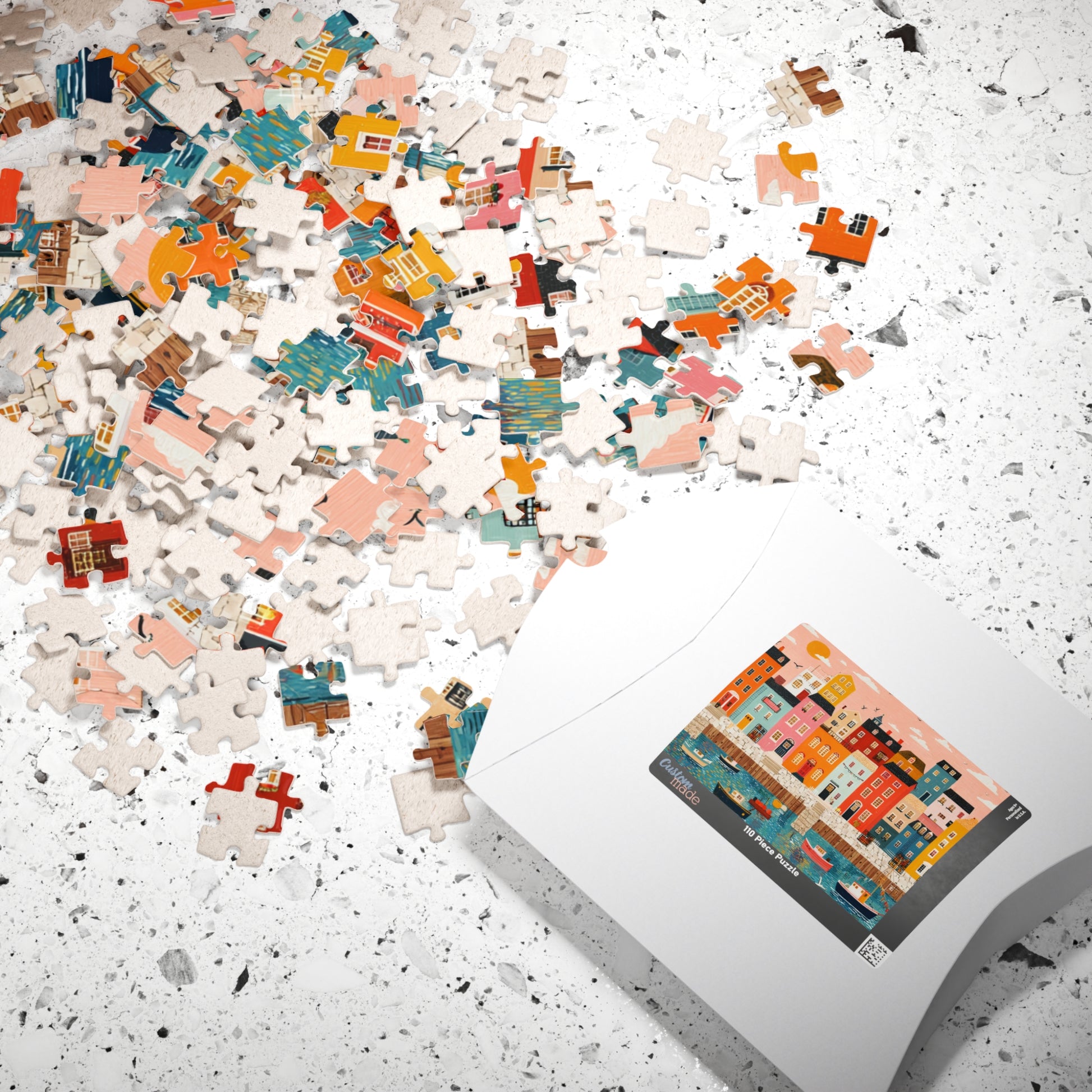 Colorful Harbor Town Puzzle | Coastal Village Jigsaw Puzzle The Puzzle Chest