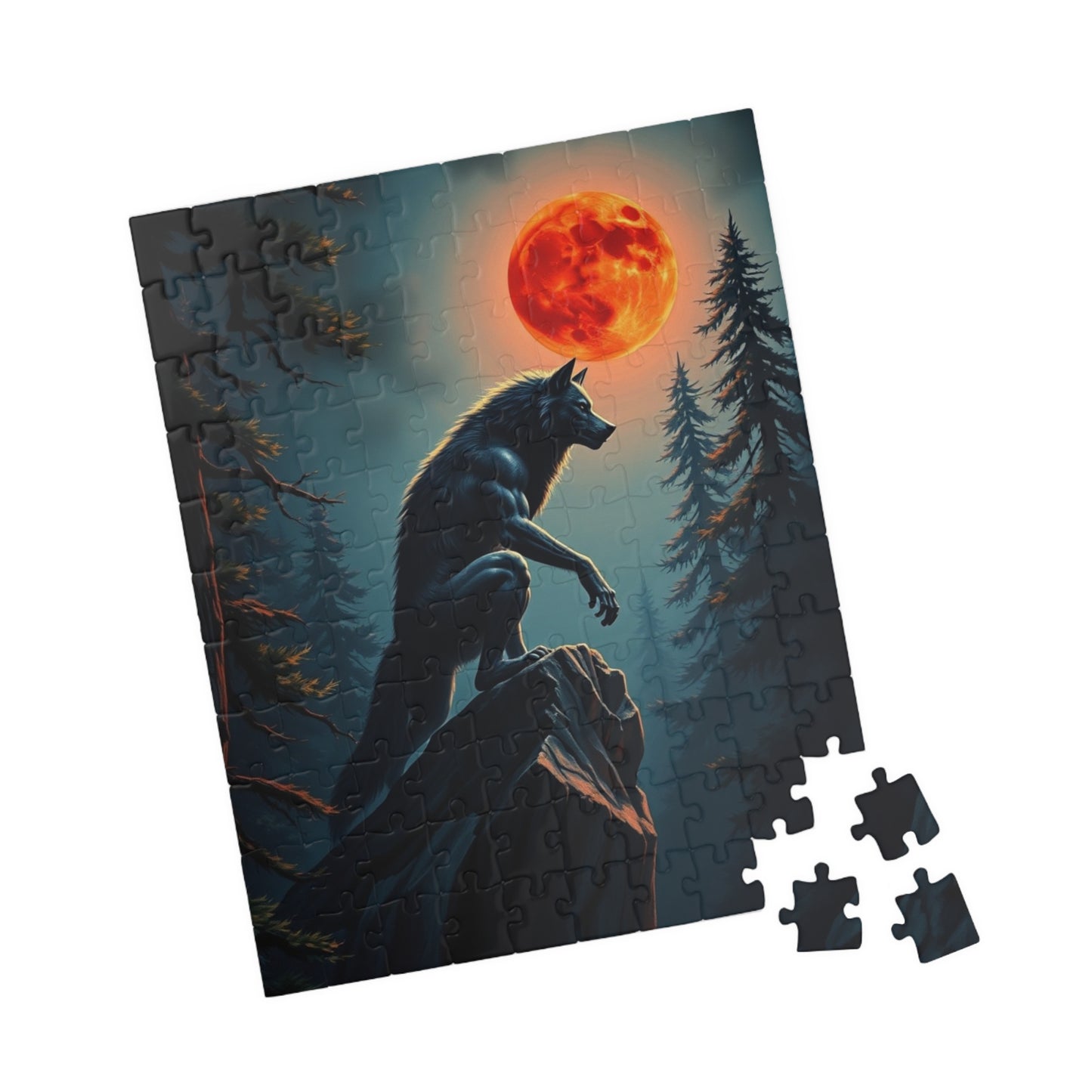 Moonlit Wolf Puzzle - Jigsaw Game for Nature and Animal Lovers, Creative Gift Idea for Friends, Cozy Night In, Family Activity Brain Teaser
