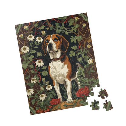 Vintage Beagle Jigsaw Puzzle, Woodland Forest Floral Flower Dog Theme Game, Indoor Fun Family Friendly Activity, Pet Owner Gift, Animal Love Puzzle The Puzzle Chest
