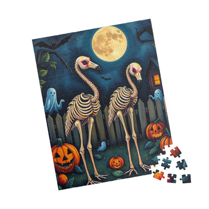 Halloween Skeleton Puzzle - Spooky Flamingo 110, 252, 520, 1014-piece Jigsaw Perfect for Fall Family Fun, Haunted House Decor, Pumpkin Love Puzzle The Puzzle Chest