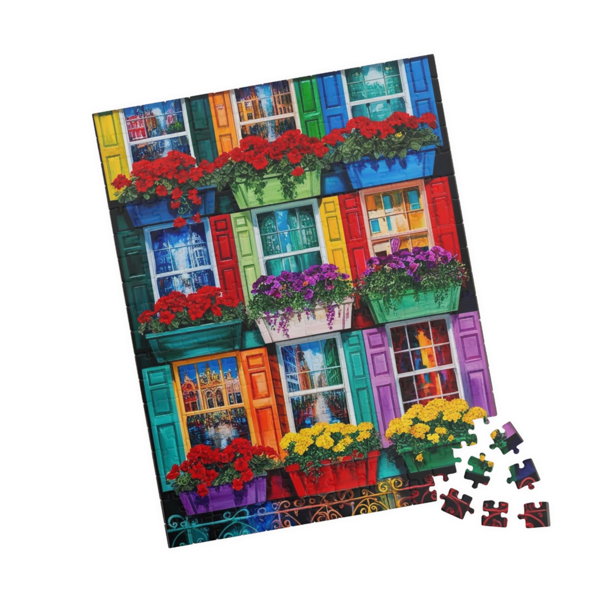 Colorful Flower Window Puzzle, 110/252/520/1014-piece Puzzle, Flower Lover Gift for Friends, Family Game Night, Fun Activity Puzzle The Puzzle Chest