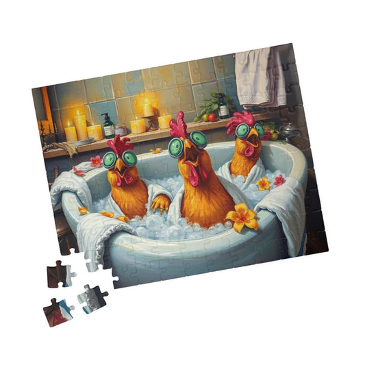 Chicken Spa Bath Jigsaw Puzzle 110 pcs (Horizontal) Puzzle The Puzzle Chest