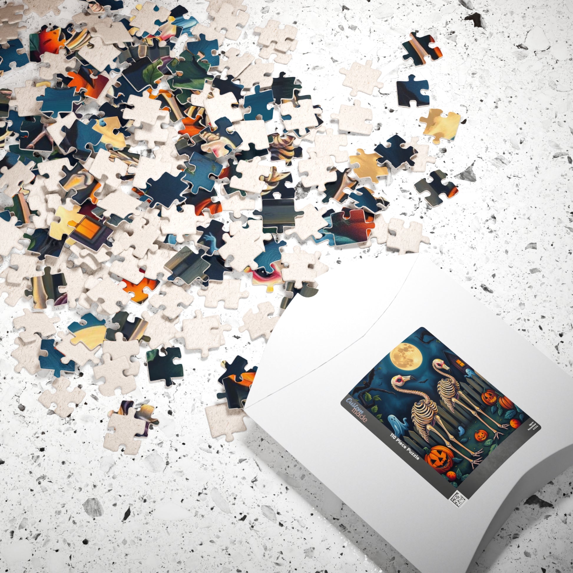 Halloween Skeleton Puzzle - Spooky Flamingo 110, 252, 520, 1014-piece Jigsaw Perfect for Fall Family Fun, Haunted House Decor, Pumpkin Love Puzzle The Puzzle Chest