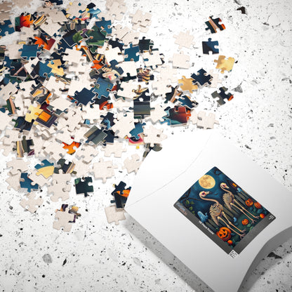 Halloween Skeleton Puzzle - Spooky Flamingo 110, 252, 520, 1014-piece Jigsaw Perfect for Fall Family Fun, Haunted House Decor, Pumpkin Love Puzzle The Puzzle Chest