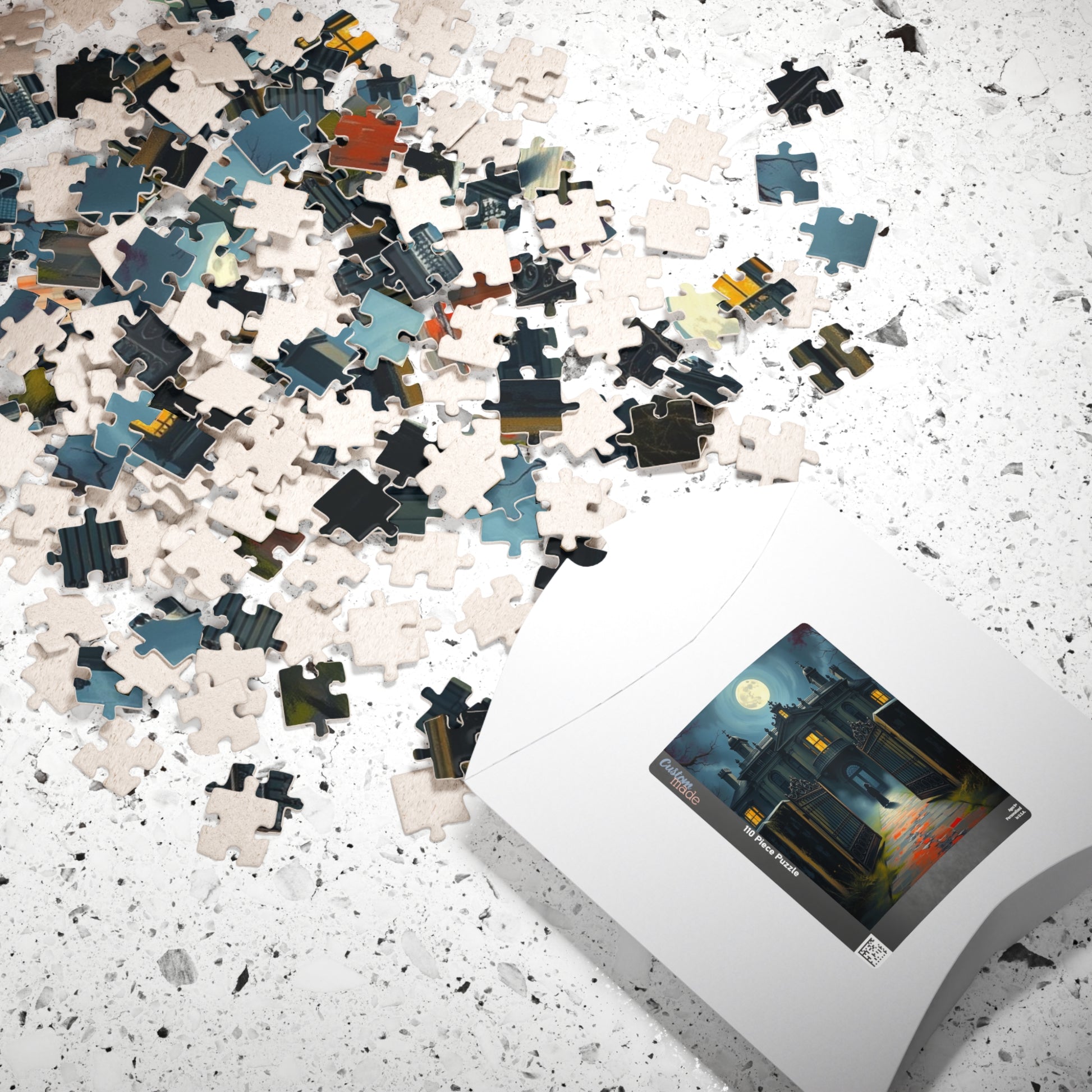 Gothic Mansion Puzzle, Decaying House Under Full Moon Jigsaw Game, Brain Teaser Relaxing Activity Family Fun, Halloween Home Decor, Giftable Puzzle The Puzzle Chest