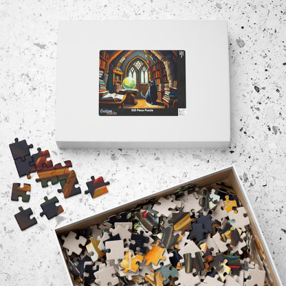 Cat Lover's Fantasy Puzzle, Cozy Gothic Library Scene, 110/252/520/1014-Piece Jigsaw, Gift for Cat Enthusiast, Home Décor, Fun Activity The Puzzle Chest