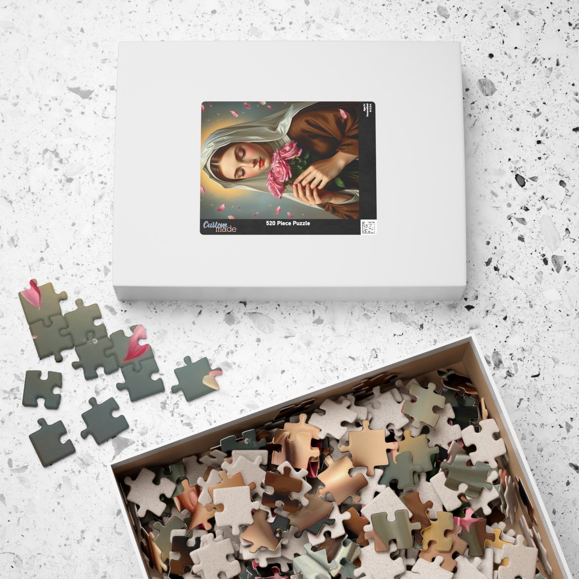 Puzzle, Saint Therese of Lisieux Holding Pink Roses, Adult Jigsaw Game, Religious Art, Meditation Activity, Christian Gift, Holiday Present Puzzle The Puzzle Chest