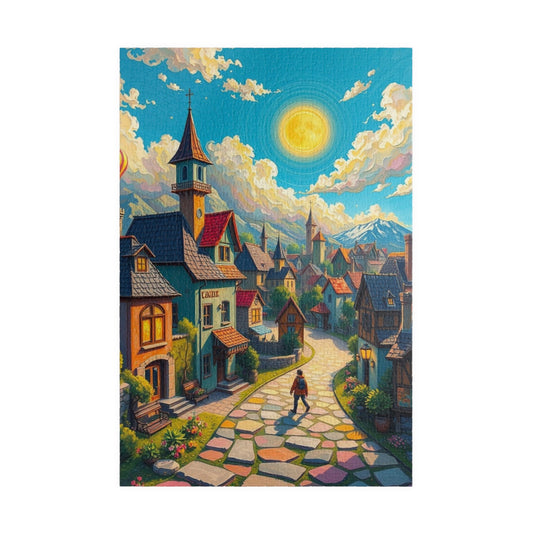 Charming Village Puzzle - 110, 252, 520, 1014 pieces, Scenic Artwork for Family Fun, Gift for Puzzle Lovers and Art Enthusiasts, Home Decor 1014 pcs (Vertical) The Puzzle Chest