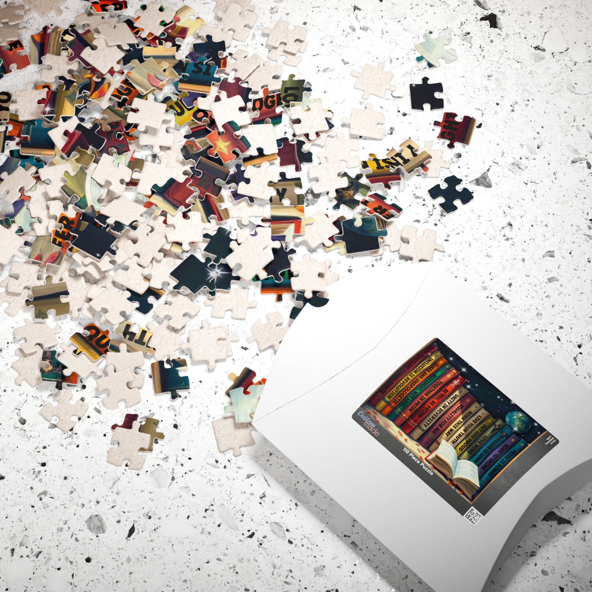 Stories of Pride Jigsaw Puzzle - A Cosmic Bookshelf of Love and Identity, Inclusive Diversity Puzzle, LGBTQ+ Puzzle with Inspirational Quotes, Alternative Lifestyle Gift Puzzle The Puzzle Chest