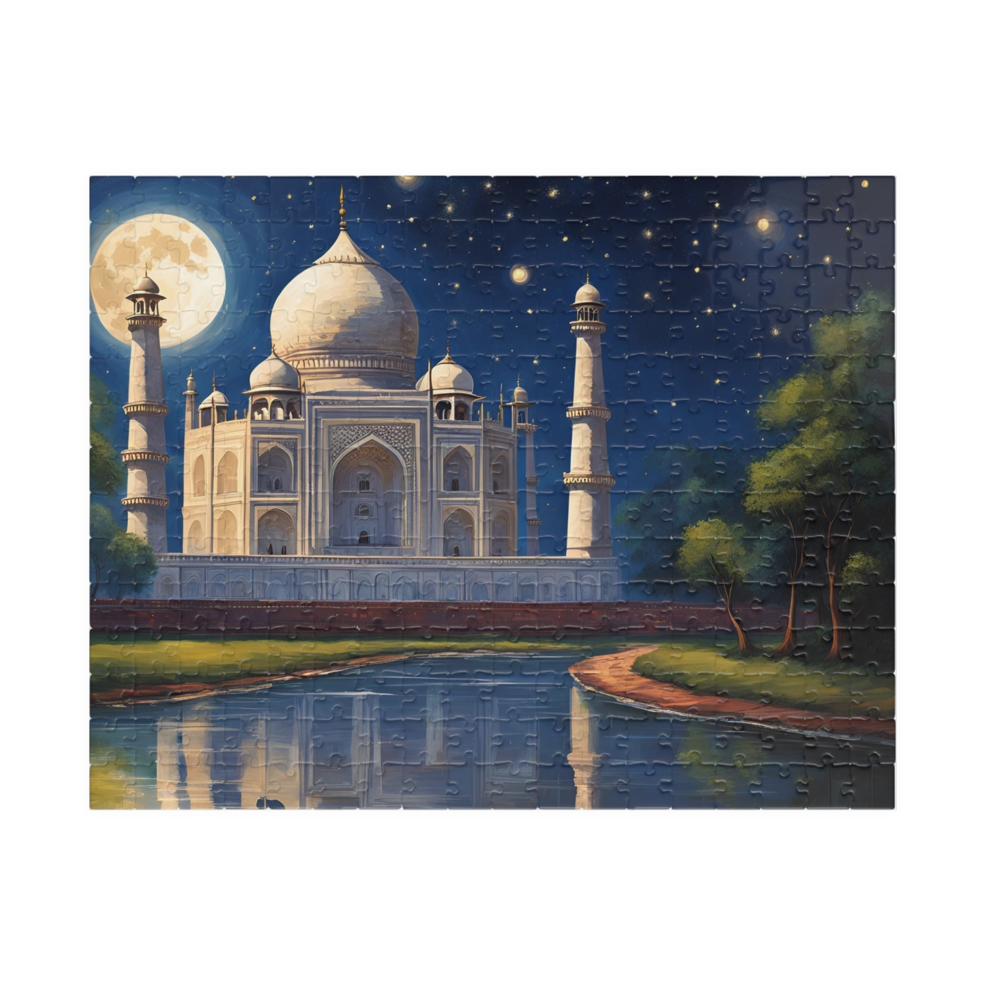 Taj Mahal Night Scene Jigsaw Puzzle, Starry Sky Iconic Landmark Tabletop Game, Family Entertainment Quiet Time Activity, Hobby Puzzle Lover 252 pcs (Horizontal) Puzzle The Puzzle Chest
