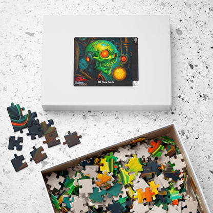 Neon Machina Jigsaw Puzzle, Steampunk Skull Puzzle, 110-1014 Piece Unique Gift for Family, Friends, Party Activity, Halloween Brain Teaser Puzzle The Puzzle Chest