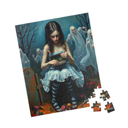 Gothic Art Jigsaw Puzzle - Melancholic Woman in Graveyard, Best Unique Halloween Gifts for Adult Puzzle Lovers, Mystery Vibe Puzzle The Puzzle Chest