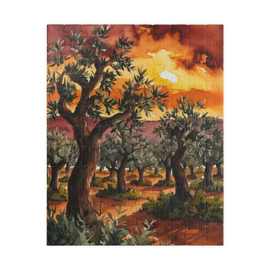 Olive Grove Sunset Puzzle, Landscape Jigsaw Game with Earthy Tones and Expressive Trees, Van Gogh-Inspired Unique Giftable Puzzle for Adults 110 pcs (Vertical) Puzzle The Puzzle Chest