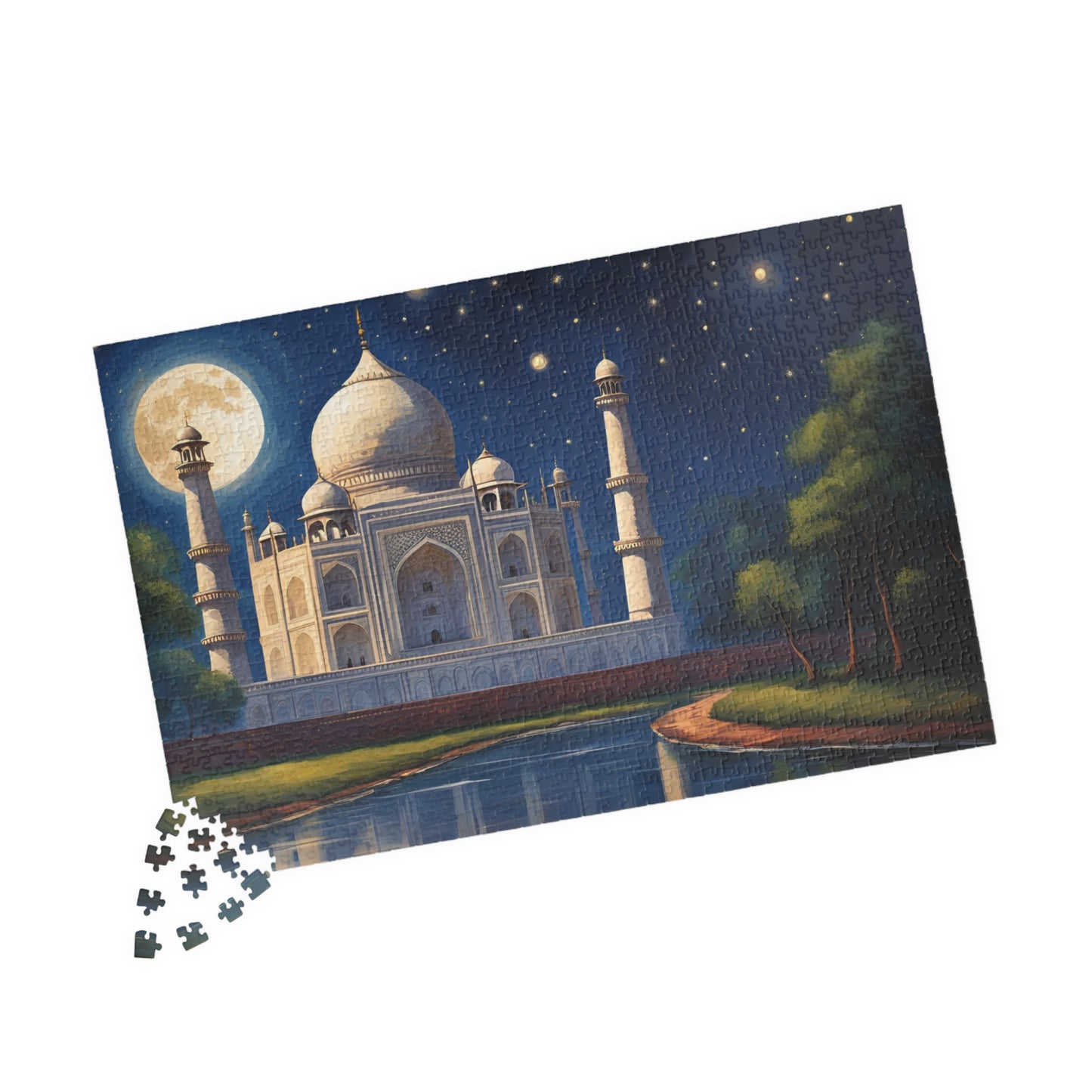 Taj Mahal Night Scene Jigsaw Puzzle, Starry Sky Iconic Landmark Tabletop Game, Family Entertainment Quiet Time Activity, Hobby Puzzle Lover Puzzle The Puzzle Chest